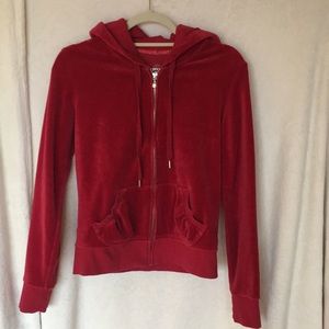 EXPRESS VELOUR HOODIE M DEEP RED 🌸